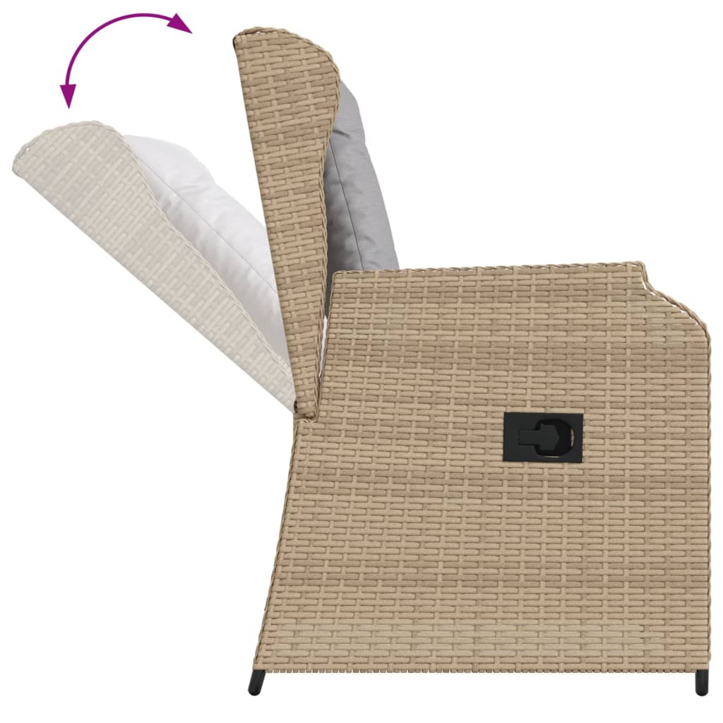 Sedie Reclinabili da Giardino 2pz con Cuscini Beige Polyrattan | homemem39