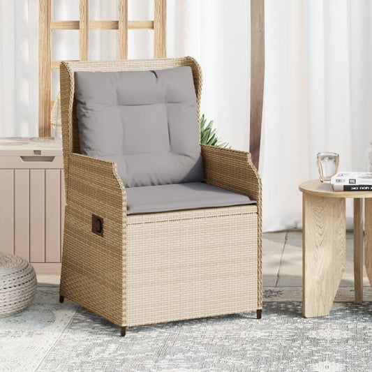 Sedie Reclinabili da Giardino 2pz con Cuscini Beige Polyrattan | homemem39