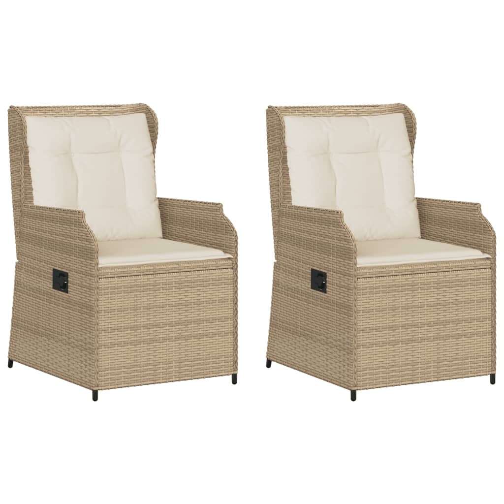 Sedie Reclinabili da Giardino 2pz con Cuscini Beige Polyrattan | homemem39