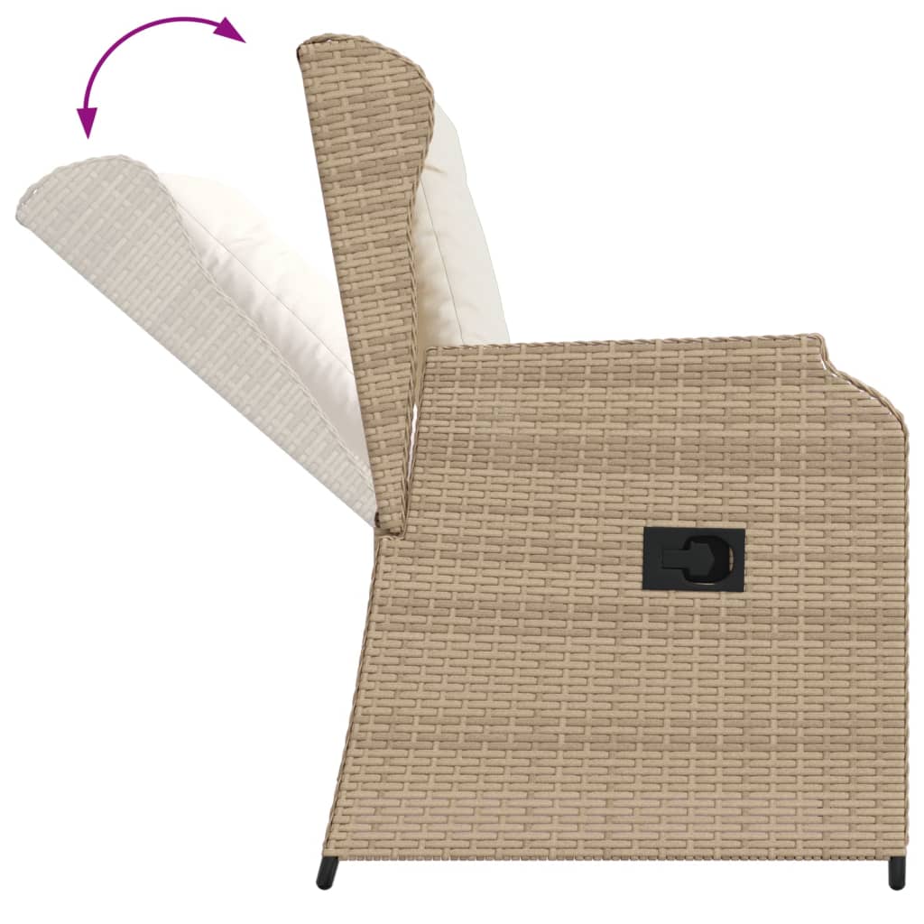 Sedie Reclinabili da Giardino 2pz con Cuscini Beige Polyrattan | homemem39