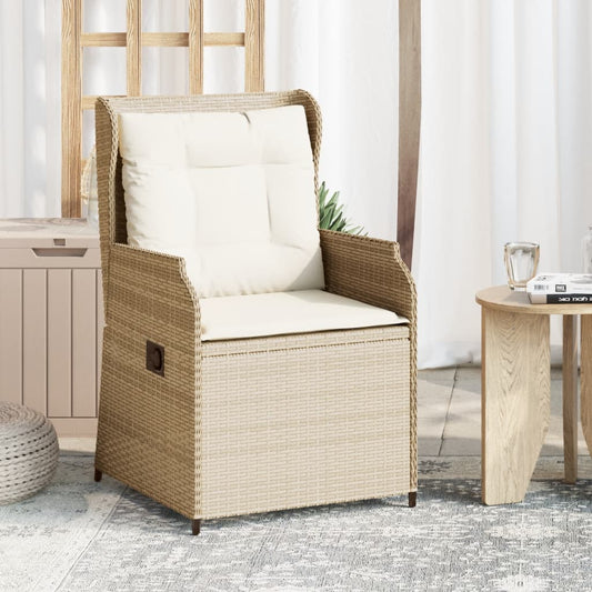 Sedie Reclinabili da Giardino 2pz con Cuscini Beige Polyrattan | homemem39
