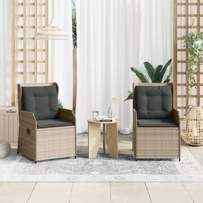 Sedie Reclinabili Giardino 2pz Cuscini Grigio Chiaro Polyrattan | homemem39