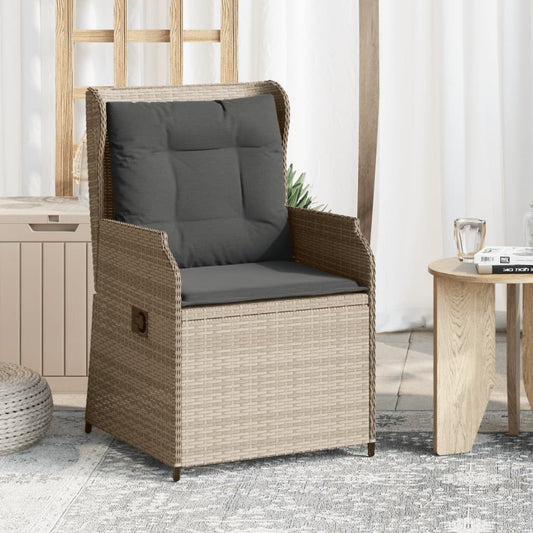 Sedie Reclinabili Giardino 2pz Cuscini Grigio Chiaro Polyrattan | homemem39