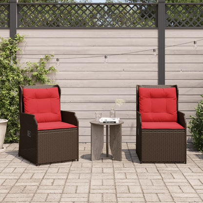 Sedie da giardino reclinabili 2 pz con Cuscini in Polyrattan Marrone | homemem39
