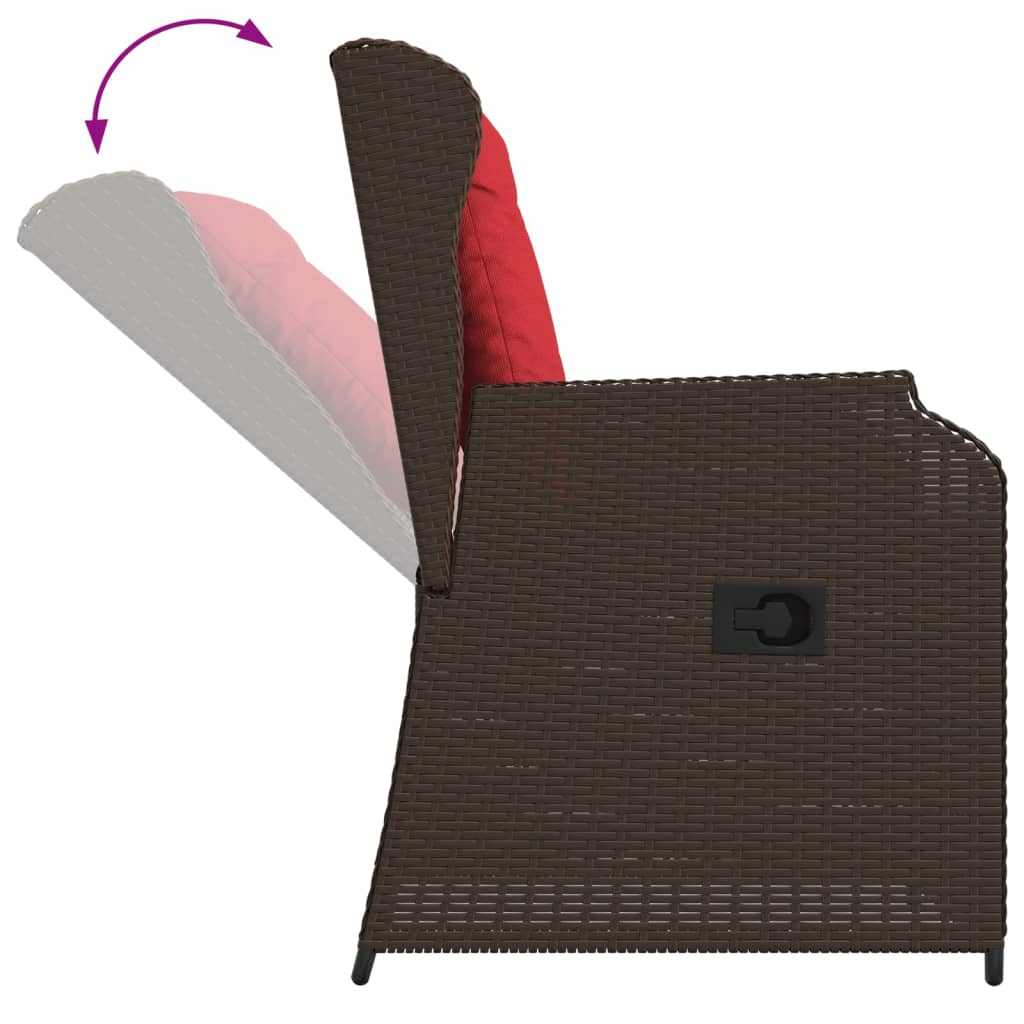 Sedie da giardino reclinabili 2 pz con Cuscini in Polyrattan Marrone | homemem39