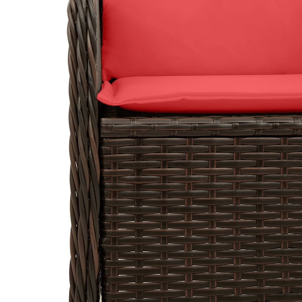 Sedie da giardino reclinabili 2 pz con Cuscini in Polyrattan Marrone | homemem39