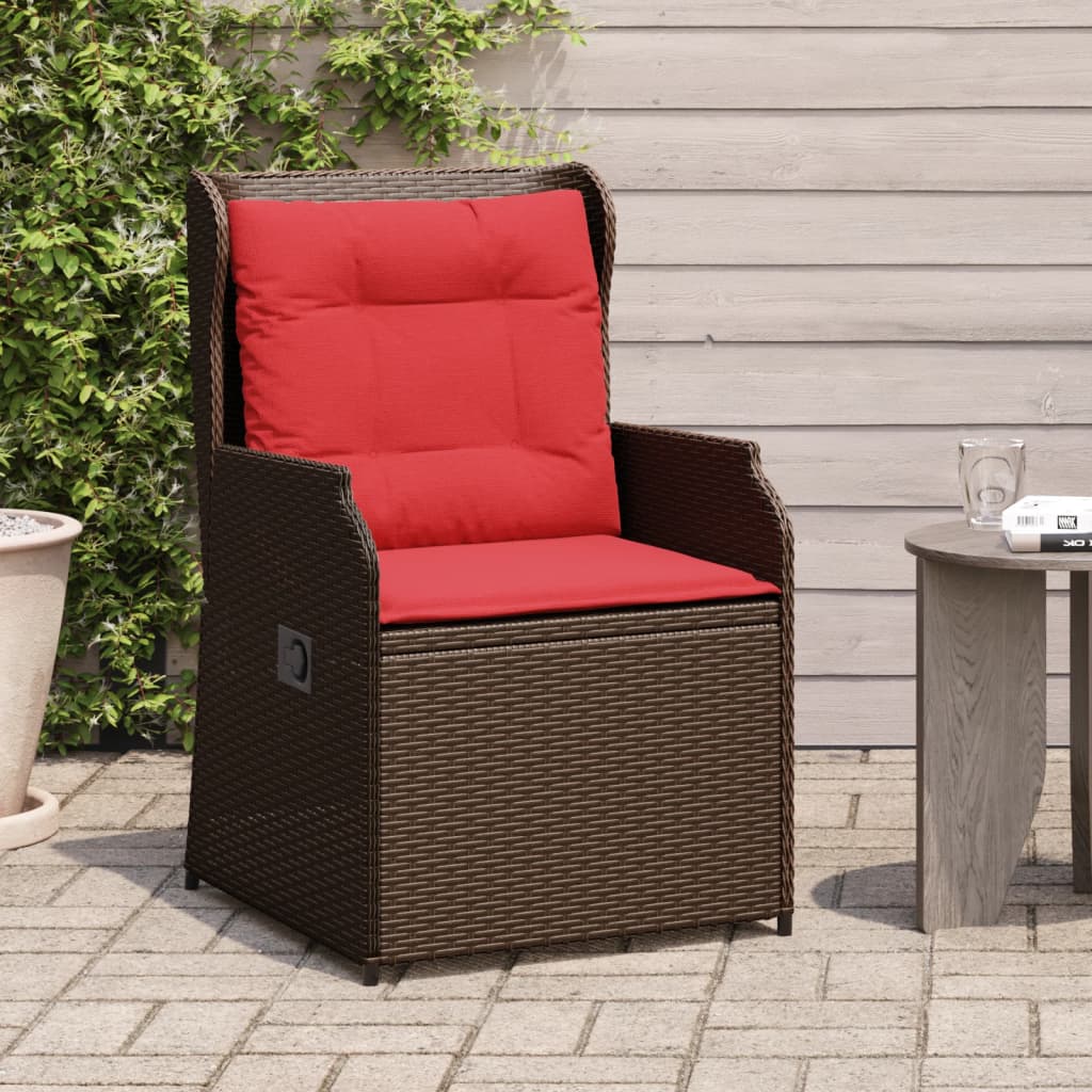 Sedie da giardino reclinabili 2 pz con Cuscini in Polyrattan Marrone | homemem39