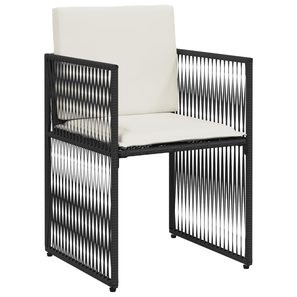 Set da Pranzo da Giardino 7 pz Nero con Cuscini in Polyrattan | homemem39