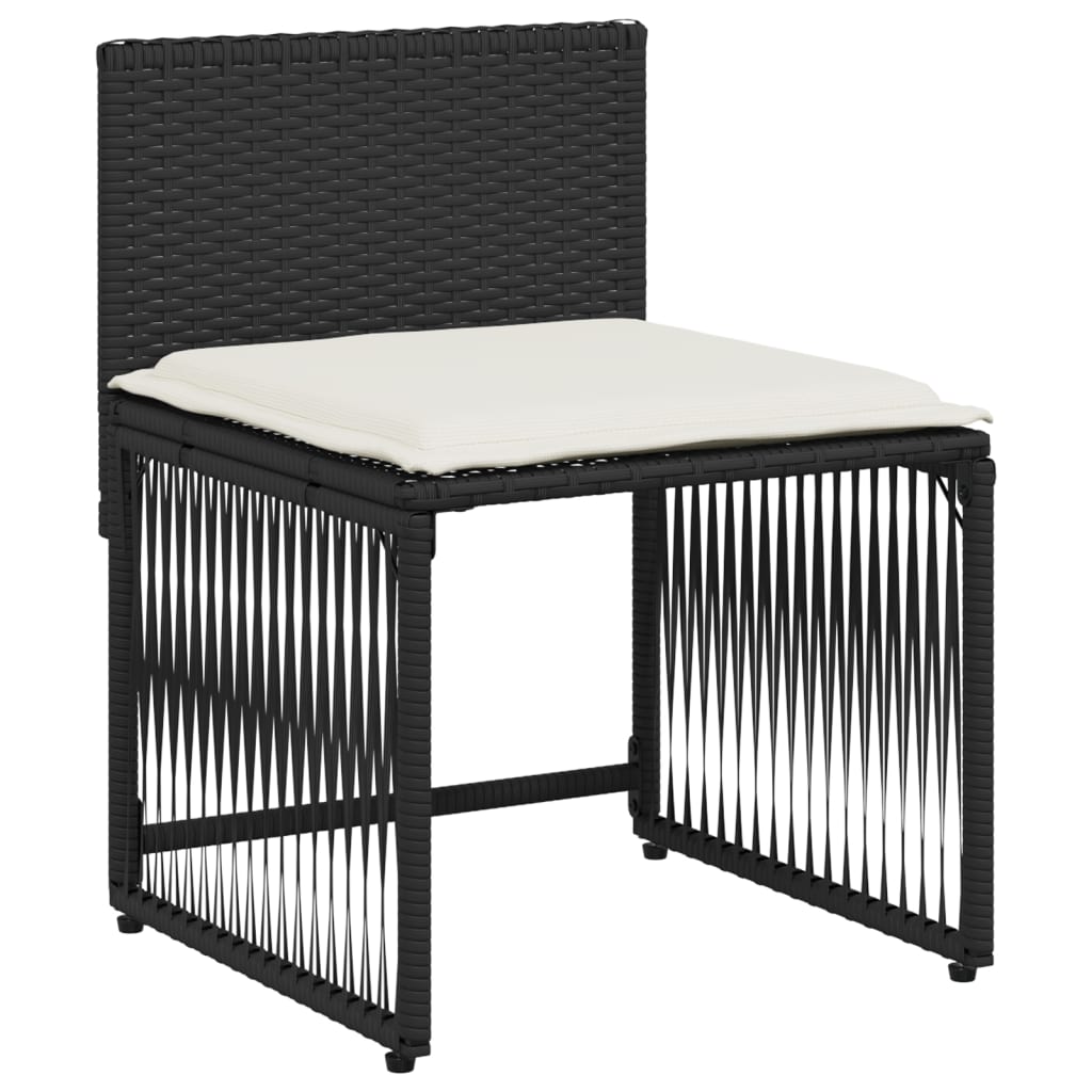 Set da Pranzo da Giardino 7 pz Nero con Cuscini in Polyrattan | homemem39