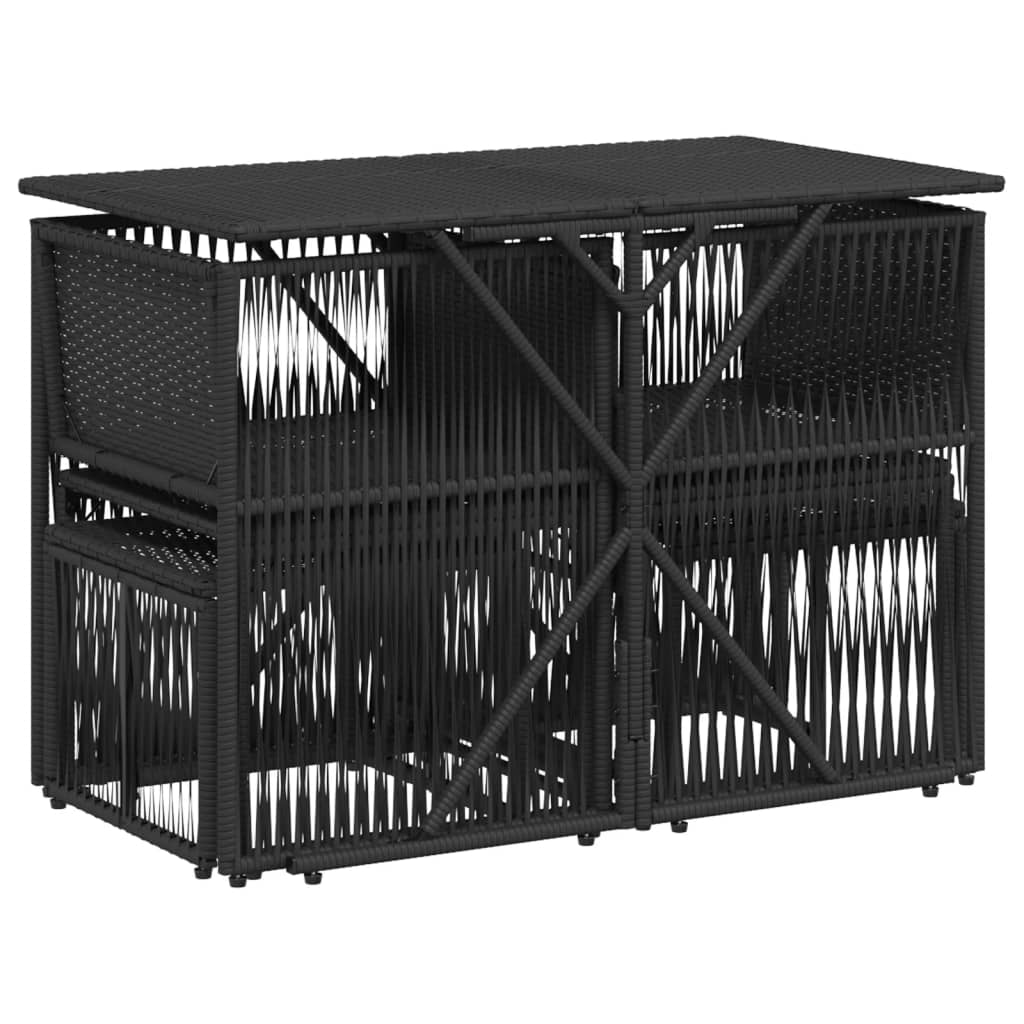 Set da Pranzo da Giardino 7 pz Nero con Cuscini in Polyrattan | homemem39
