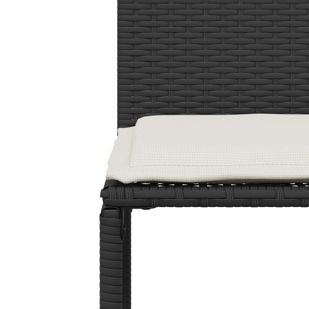 Set da Pranzo da Giardino 7 pz Nero con Cuscini in Polyrattan | homemem39