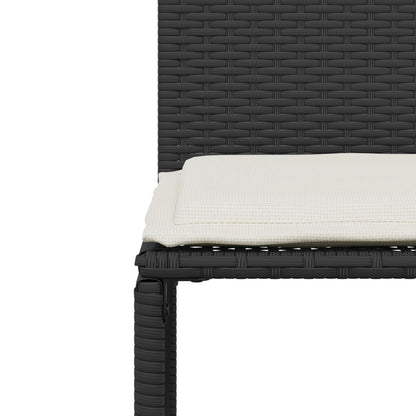 Set da Pranzo da Giardino 7 pz Nero con Cuscini in Polyrattan | homemem39