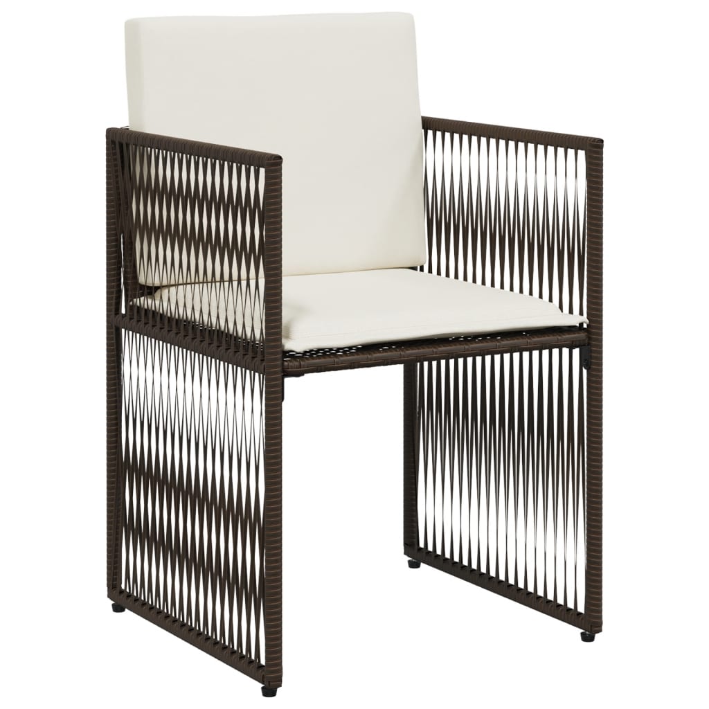 Set da Pranzo da Giardino 7pz con Cuscini in Polyrattan Marrone | homemem39