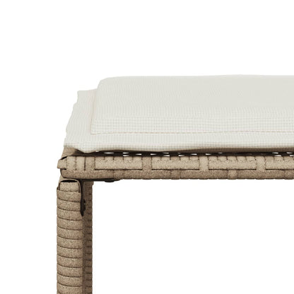 Set da Pranzo da Giardino 7 pz con Cuscini Beige in Polyrattan