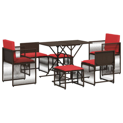 Set da pranzo da giardino da 7 pz con Cuscini in Polyrattan Marrone | homemem39