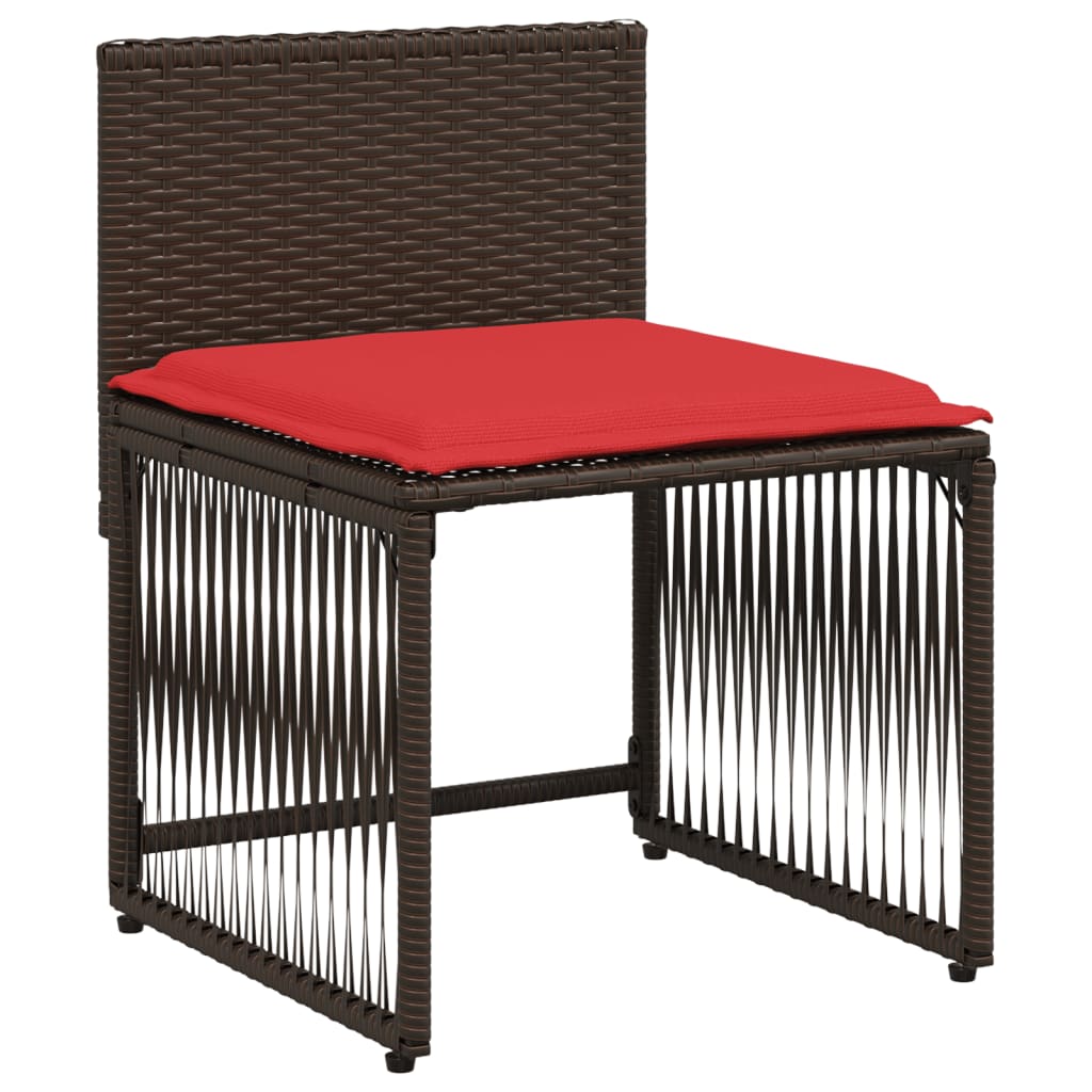 Set da pranzo da giardino da 7 pz con Cuscini in Polyrattan Marrone | homemem39