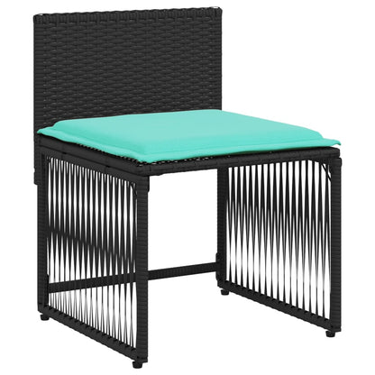 Set da pranzo da giardino da 7 pz con Cuscini in Polyrattan Nero | homemem39