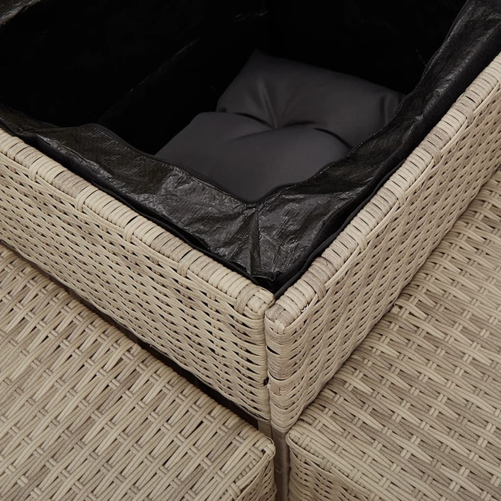 Divano Giardino Tavolo e Cuscini a L Grigio Chiaro Polyrattan
