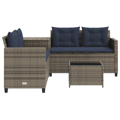 Divano da giardino con Tavolino e cuscini a forma di L in Polyrattan Grigio | homemem39