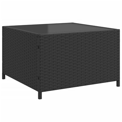 Divano da Giardino con Tavolo e Cuscini a L Nero in Polyrattan | homemem39