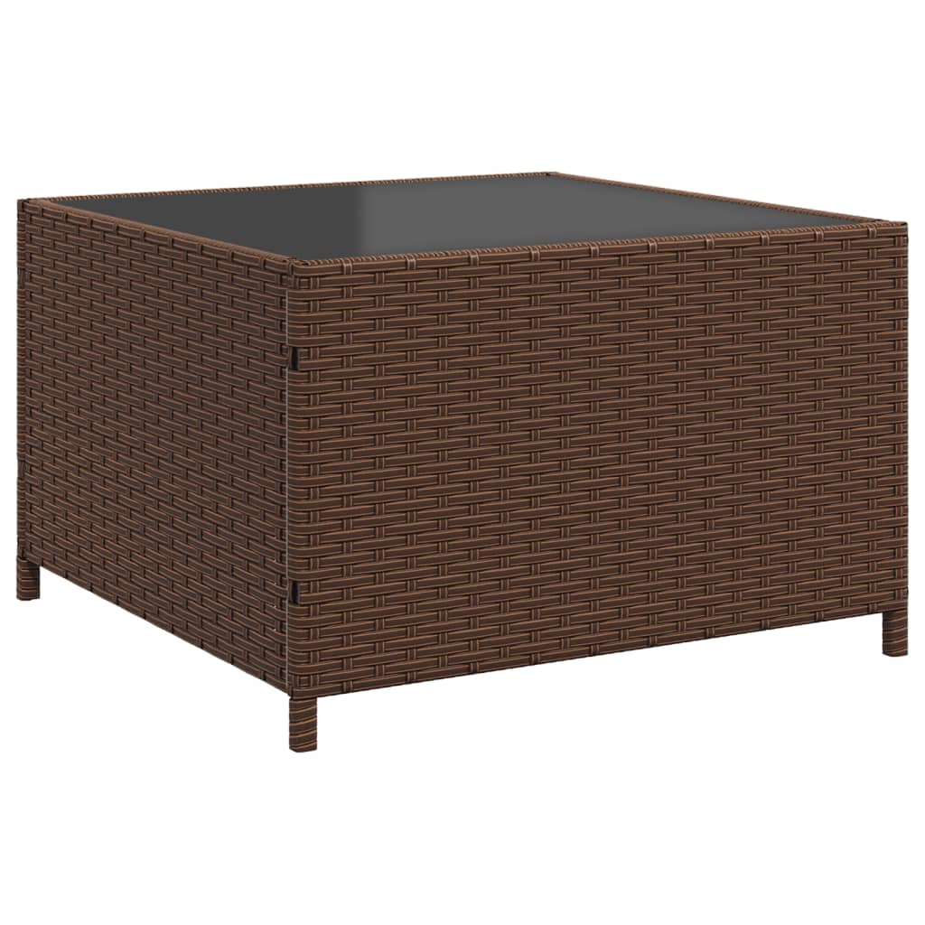 Divano da Giardino con Tavolo e Cuscini a L Marrone Polyrattan | homemem39