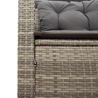 Divano da Giardino con Tavolo e Cuscini a L Grigio Polyrattan - homemem39