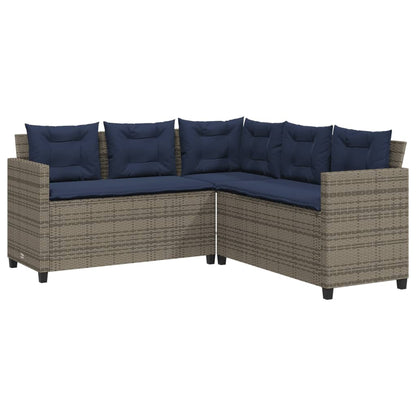 Divano da giardino con Tavolino e cuscini a forma di L in Polyrattan Grigio | homemem39