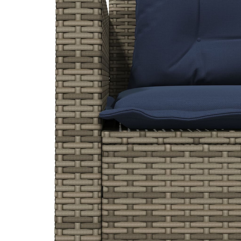 Divano da giardino con Tavolino e cuscini a forma di L in Polyrattan Grigio | homemem39