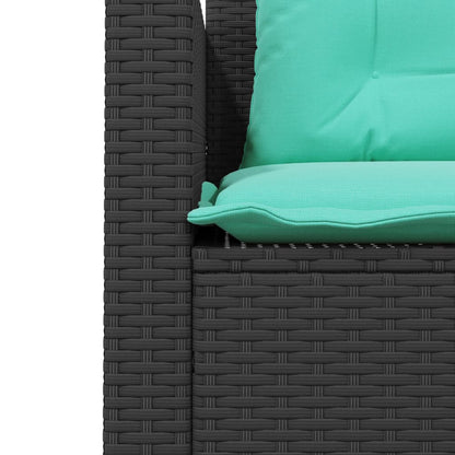 Divano da giardino con Tavolino e cuscini a forma di L in Polyrattan Nero | homemem39