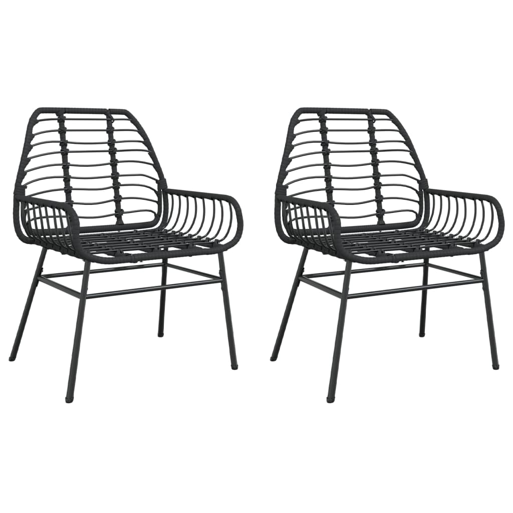 Garden Chairs Set 2 pcs Black Polyrattan