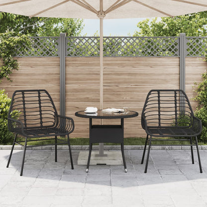 Garden Chairs Set 2 pcs Black Polyrattan