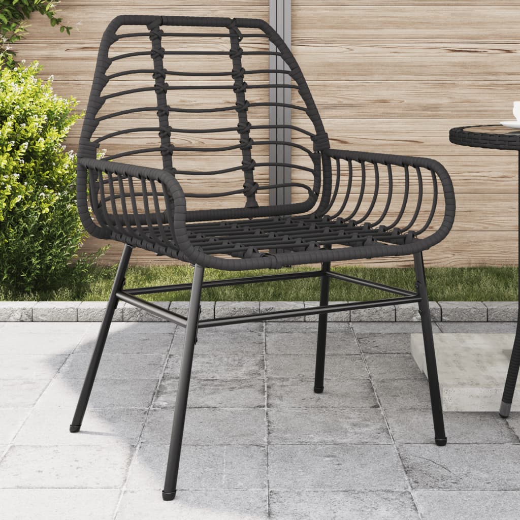 Garden Chairs Set 2 pcs Black Polyrattan