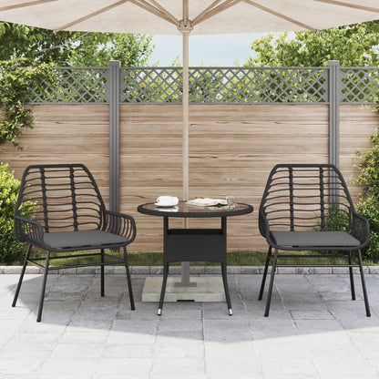 Sedie da Giardino con Cuscini 2 pz Nere in Polyrattan - homemem39
