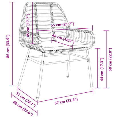 Sedie da Giardino con Cuscini 2 pz Nere in Polyrattan