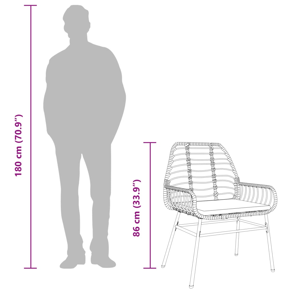 Sedie da Giardino con Cuscini 2 pz Nere in Polyrattan - homemem39