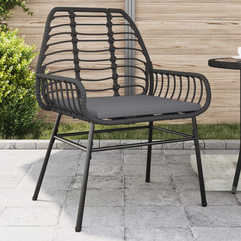 Sedie da Giardino con Cuscini 2 pz Nere in Polyrattan - homemem39