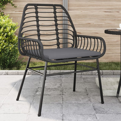 Sedie da Giardino con Cuscini 2 pz Nere in Polyrattan - homemem39