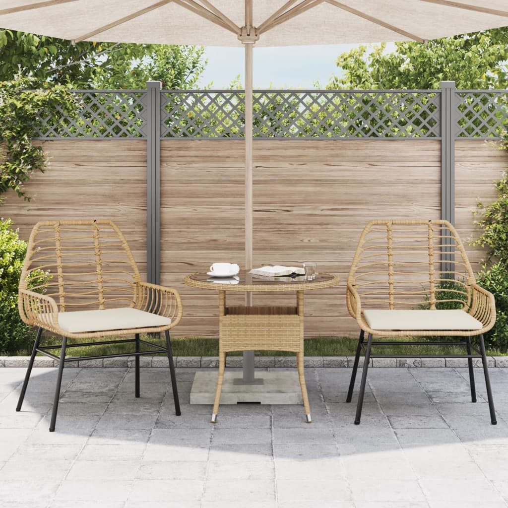 Sedie da Giardino 2pz con Cuscini Marrone in Polyrattan - homemem39