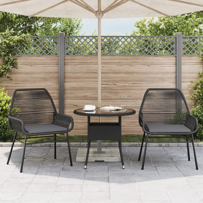 Sedie da Giardino con Cuscini 2 pz Nere in Polyrattan