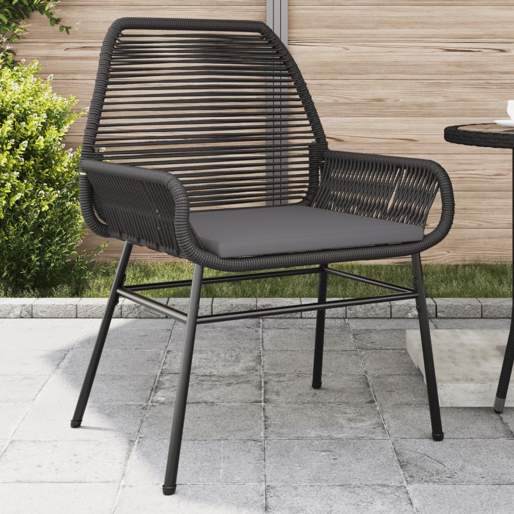 Sedie da Giardino con Cuscini 2 pz Nere in Polyrattan - homemem39