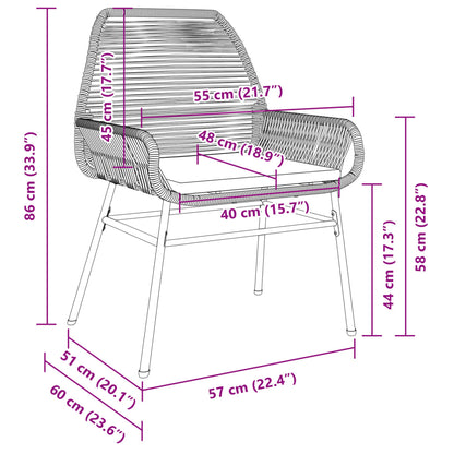 Sedie da Giardino 2pz con Cuscini Marrone in Polyrattan