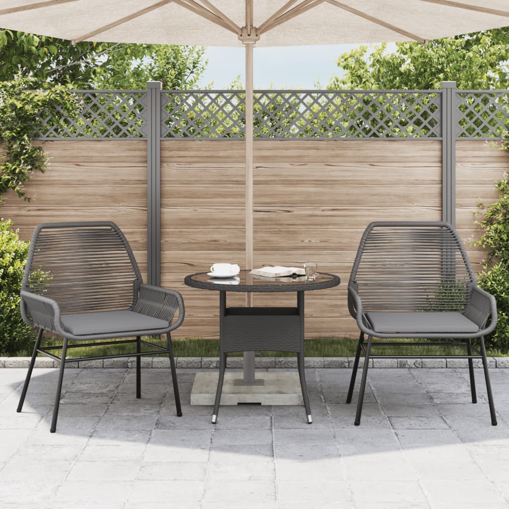 Sedie da Giardino 2 pz con Cuscini Grigio in Polyrattan - homemem39