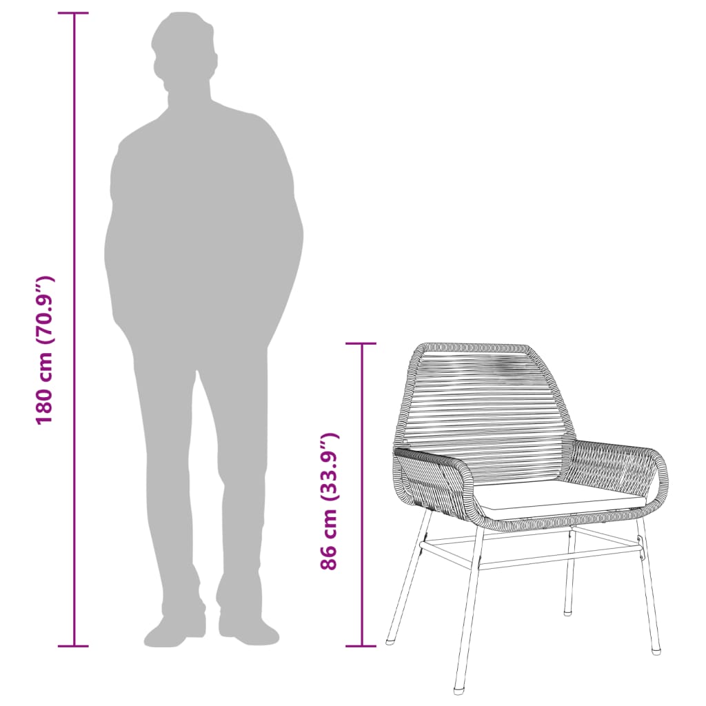 Sedie da Giardino 2 pz con Cuscini Grigio in Polyrattan - homemem39