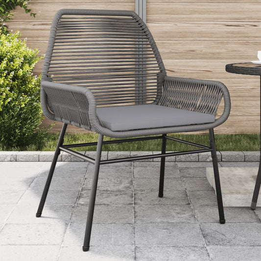 Garden Chairs 2 pcs with Gray Polyrattan Cushions