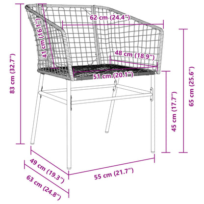 Sedie da Giardino Set 2 pz Polyrattan Nero