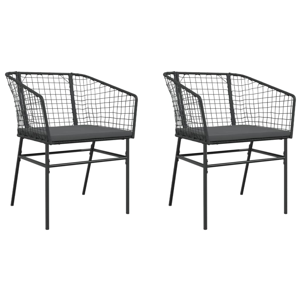 Sedie da Giardino con Cuscini 2 pz Nere in Polyrattan - homemem39