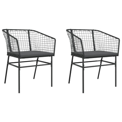 Sedie da Giardino con Cuscini 2 pz Nere in Polyrattan - homemem39