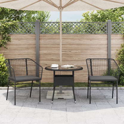 Sedie da Giardino con Cuscini 2 pz Nere in Polyrattan - homemem39