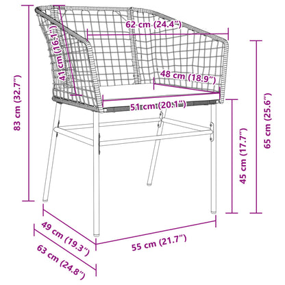 Sedie da Giardino con Cuscini 2 pz Nere in Polyrattan