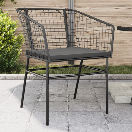 Garden Chairs with Cushions 2 pcs Black in Polyrattan